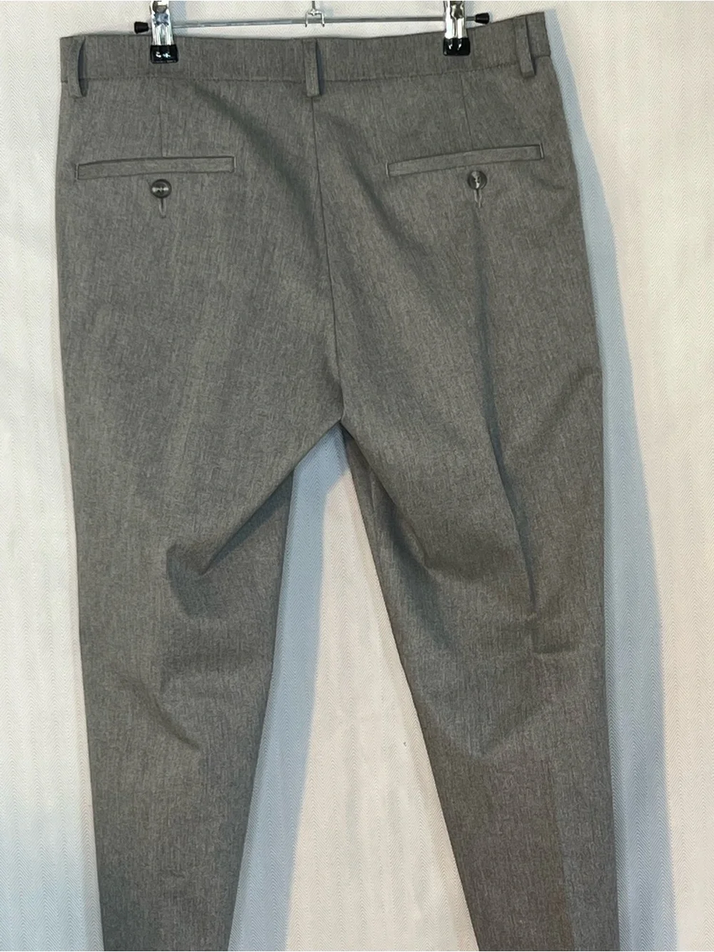 Haggar Grey Pants Iron Free Premium Straight Flat Front Business Casual 32X29 👍